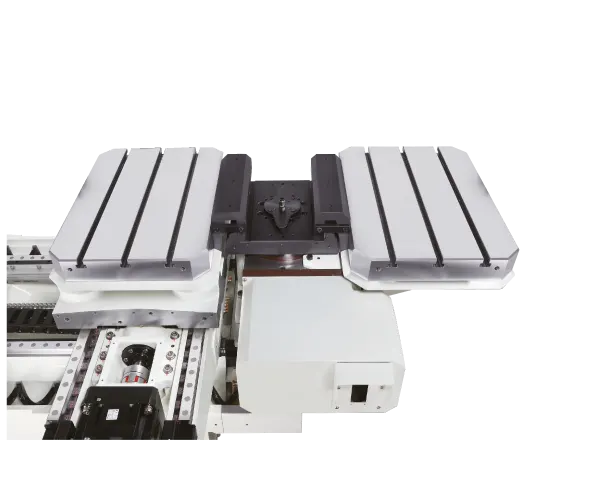 Servo driven CNC automatic pallet changer (switches tables in 8.5 sec)