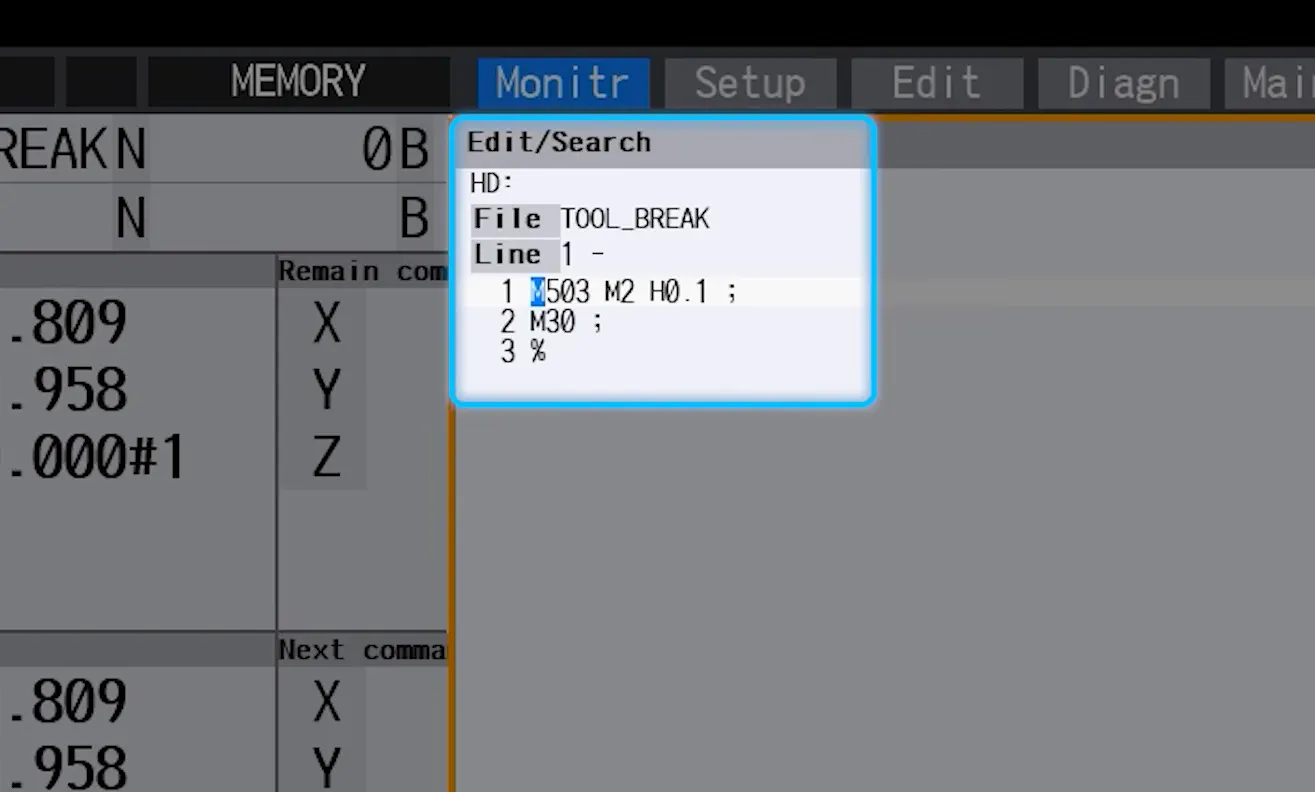 Here is an example of a prepared program with a tolerance of 0.1mm