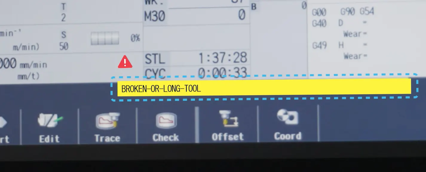 This is what is shown on the HMI screen upon detection of tool breakage