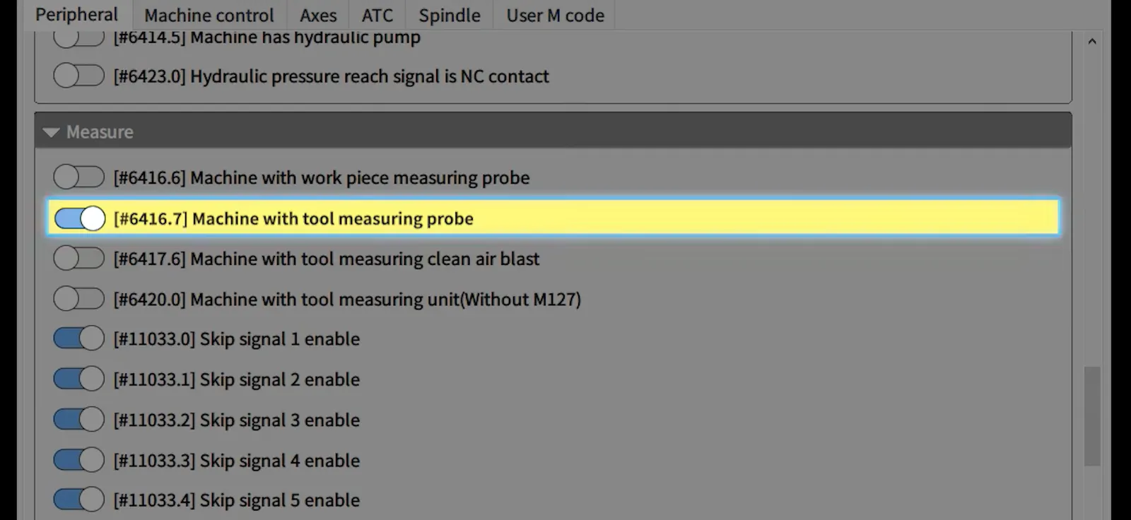 Enable "Machine with tool measuring probe" on Micro Dynamics HMI CNC Machine