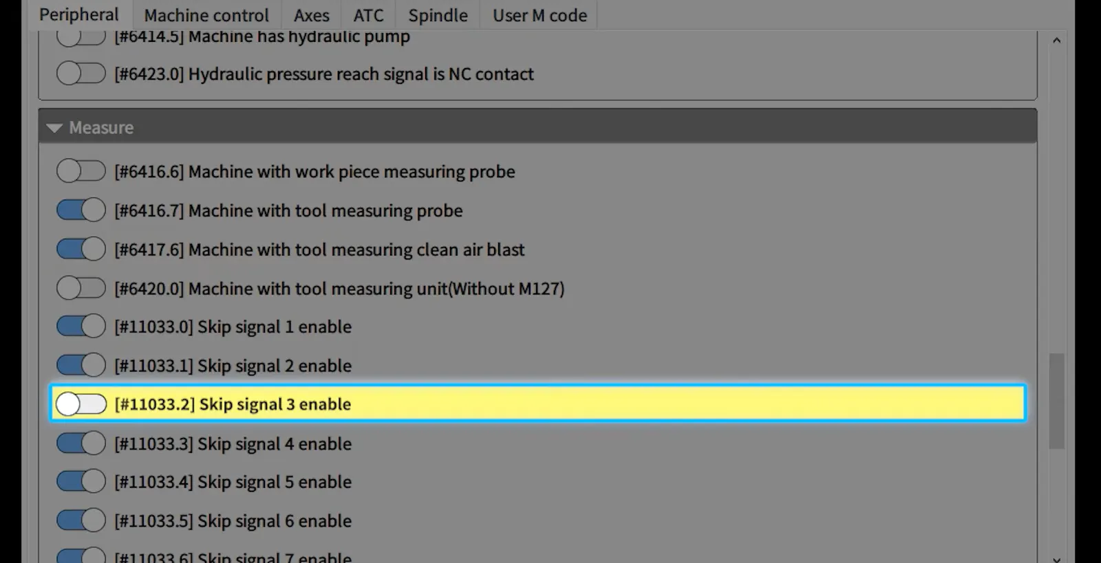 Disable "Skip signal 3 enable" on Micro Dynamics HMI CNC Machine