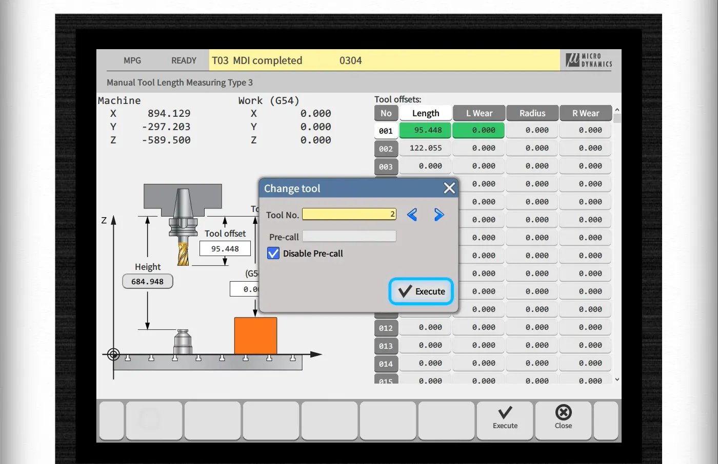 Measure the rest of your tools by changing tool one by one