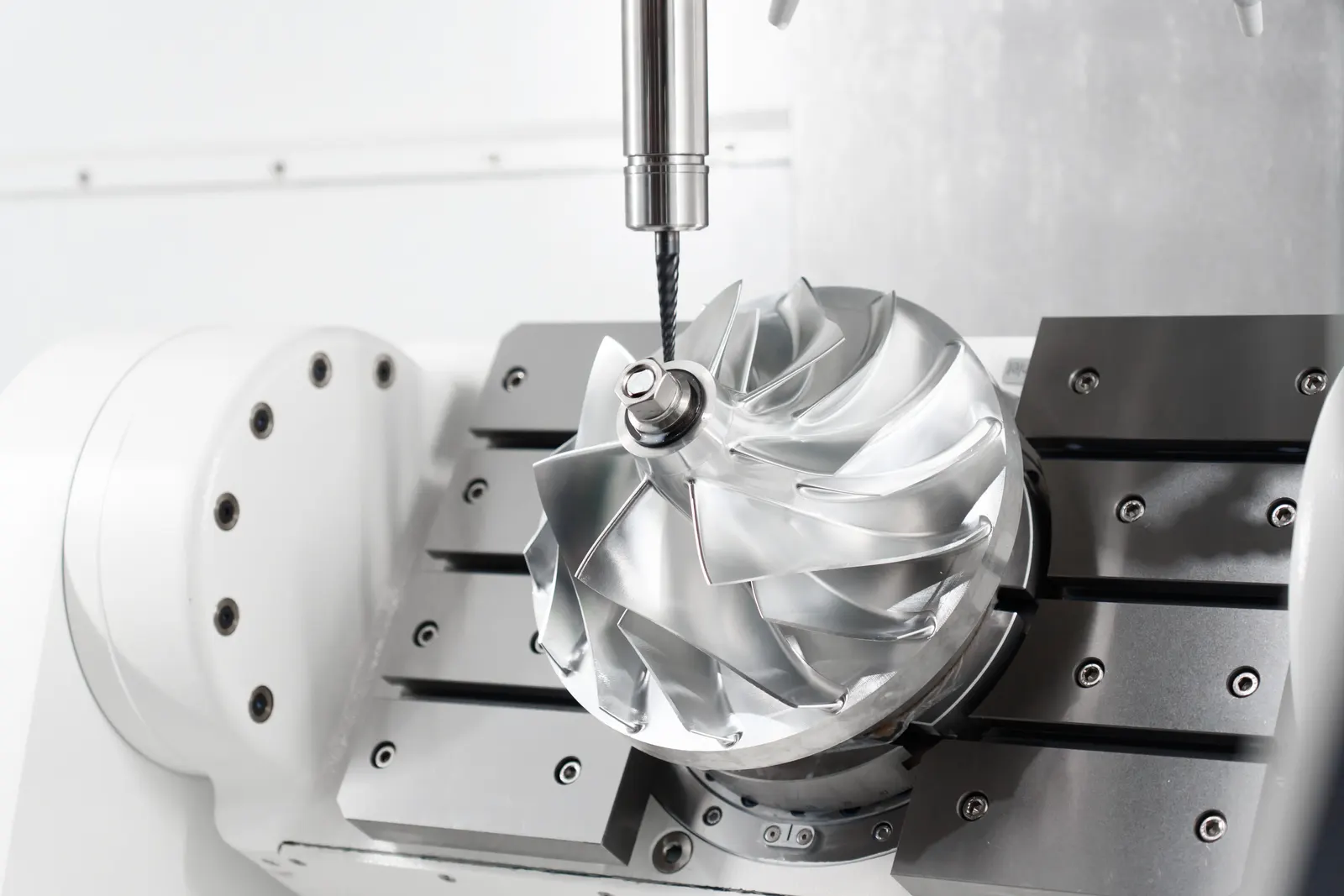 A turbine blade being machined by a Tera 50VT