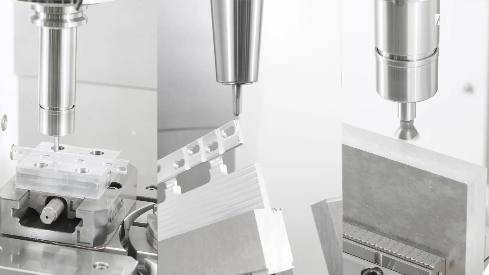 3 stages of a complete machining process in one single cycle on a Micro Dynamics 4+1 axis VMC