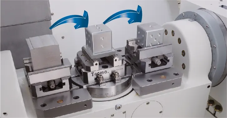 A 6 face die being machines in one cycle thanks to a Trunnion Table on a Micro Dynamics vertical machining center